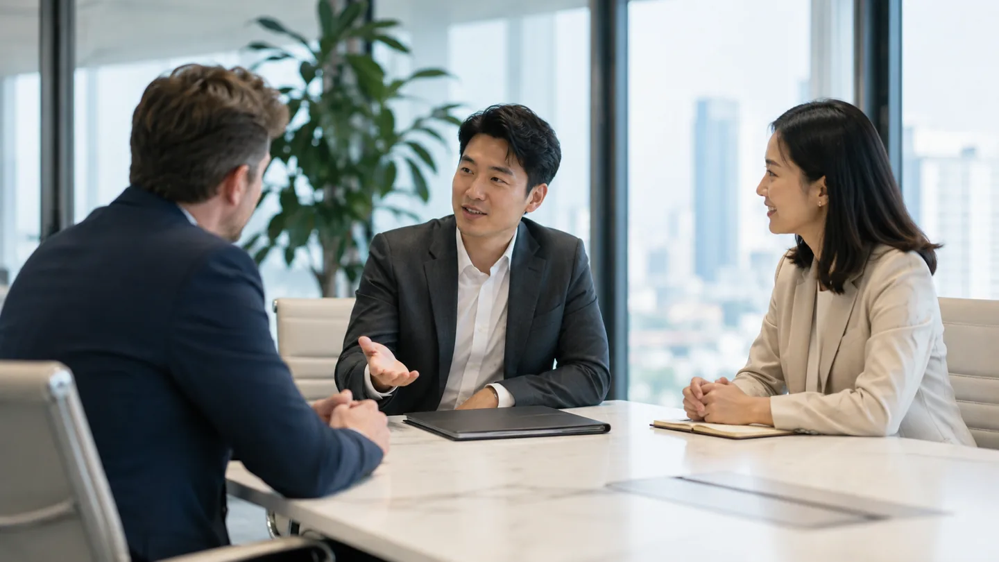International business discussion in a modern meeting room