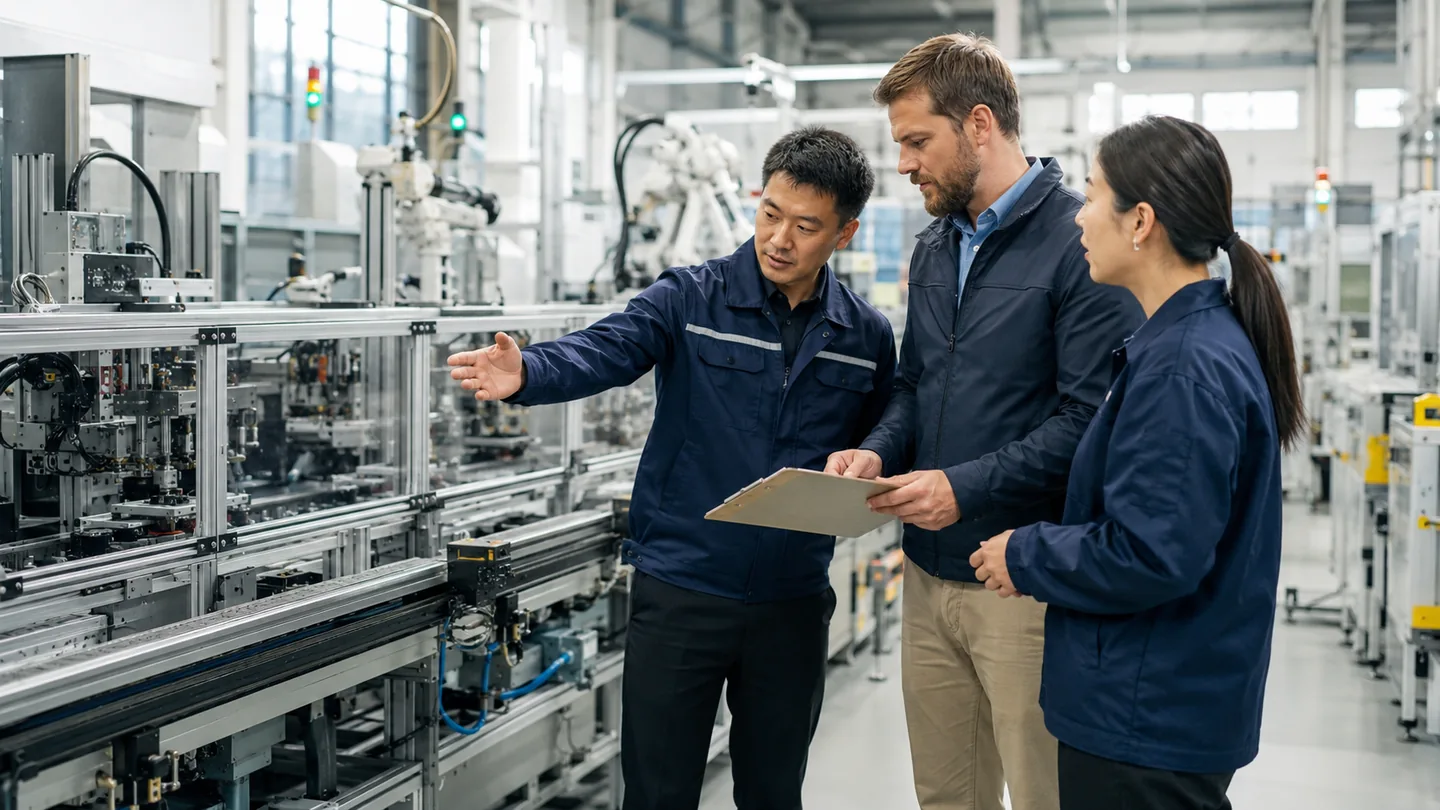 Illustrative on-site discussion of production and quality requirements