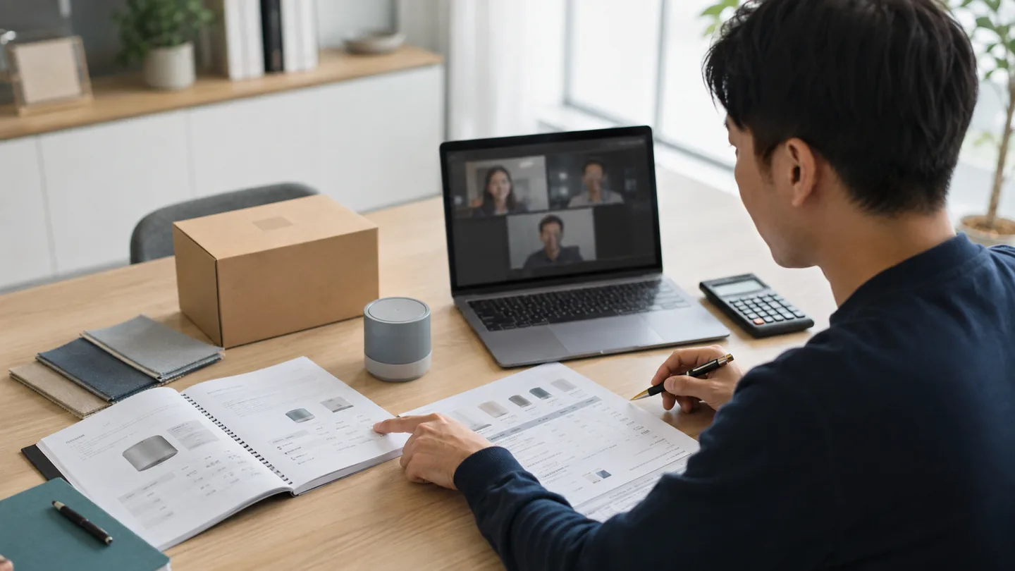 Buyer coordinating specifications, quantities and supplier communication by video