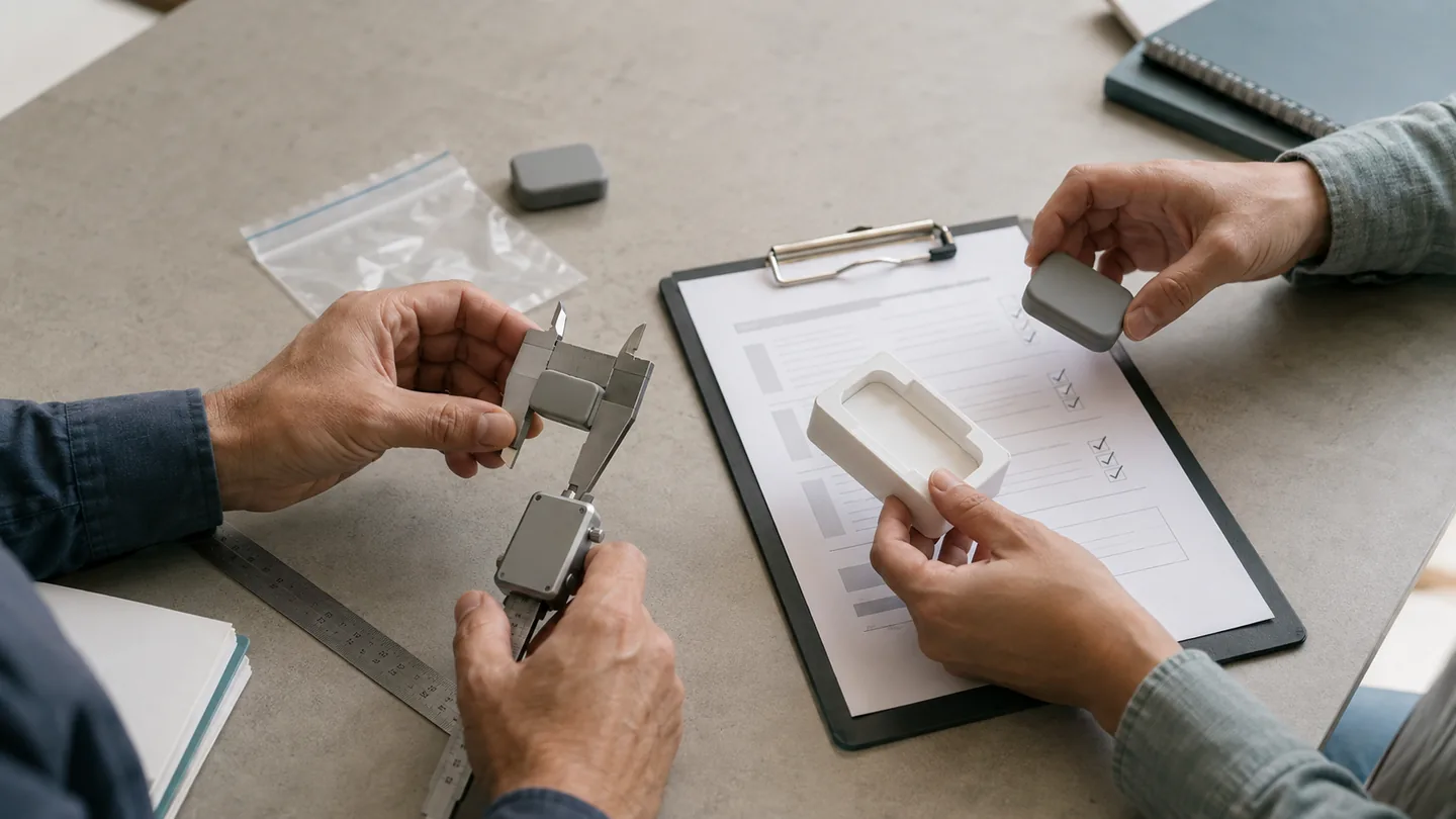Product dimensions checked against an inspection checklist